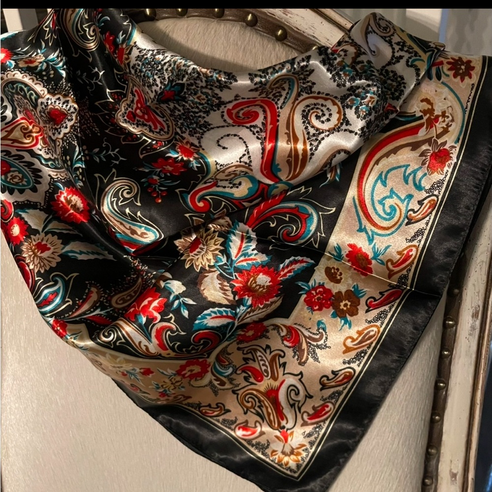 🌵🌵Rowdy Crowd Western Wild Rag Cowgirl Cowboy Rodeo Black Red Turquoise Scarf 🌵🌵